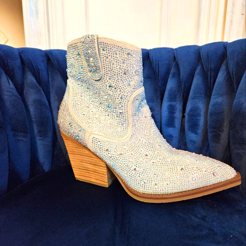 Women's Silver Rhinestone Boots